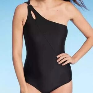 Lands' End 14/16 Full Coverage Tummy Control One Shoulder One Piece Swimsuit
